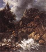RUISDAEL, Jacob Isaackszon van Waterfall in a Mountainous Northern Landscape af oil painting reproduction